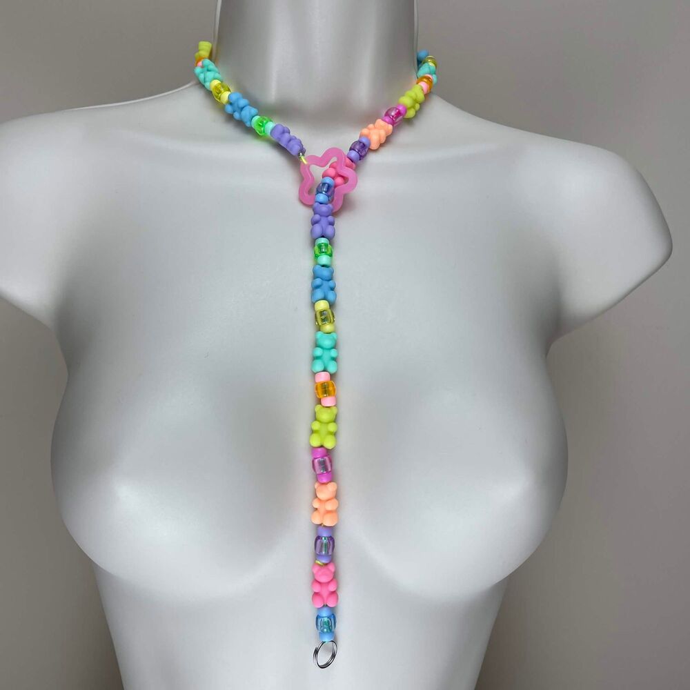 rainbow Rave lariat drop star necklace only (custom bundles kandi Gummy Bear)